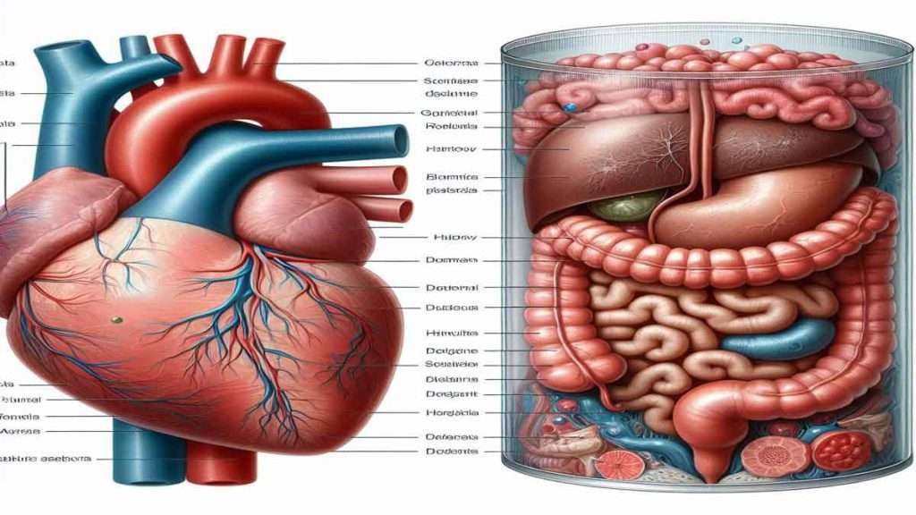 قلب و سیستم گوارشی را نشان میدهد.
