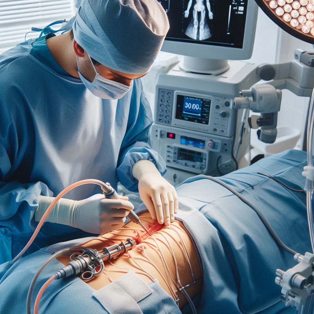 پزشک متخصص در حال عمل جراحی سیاتیک