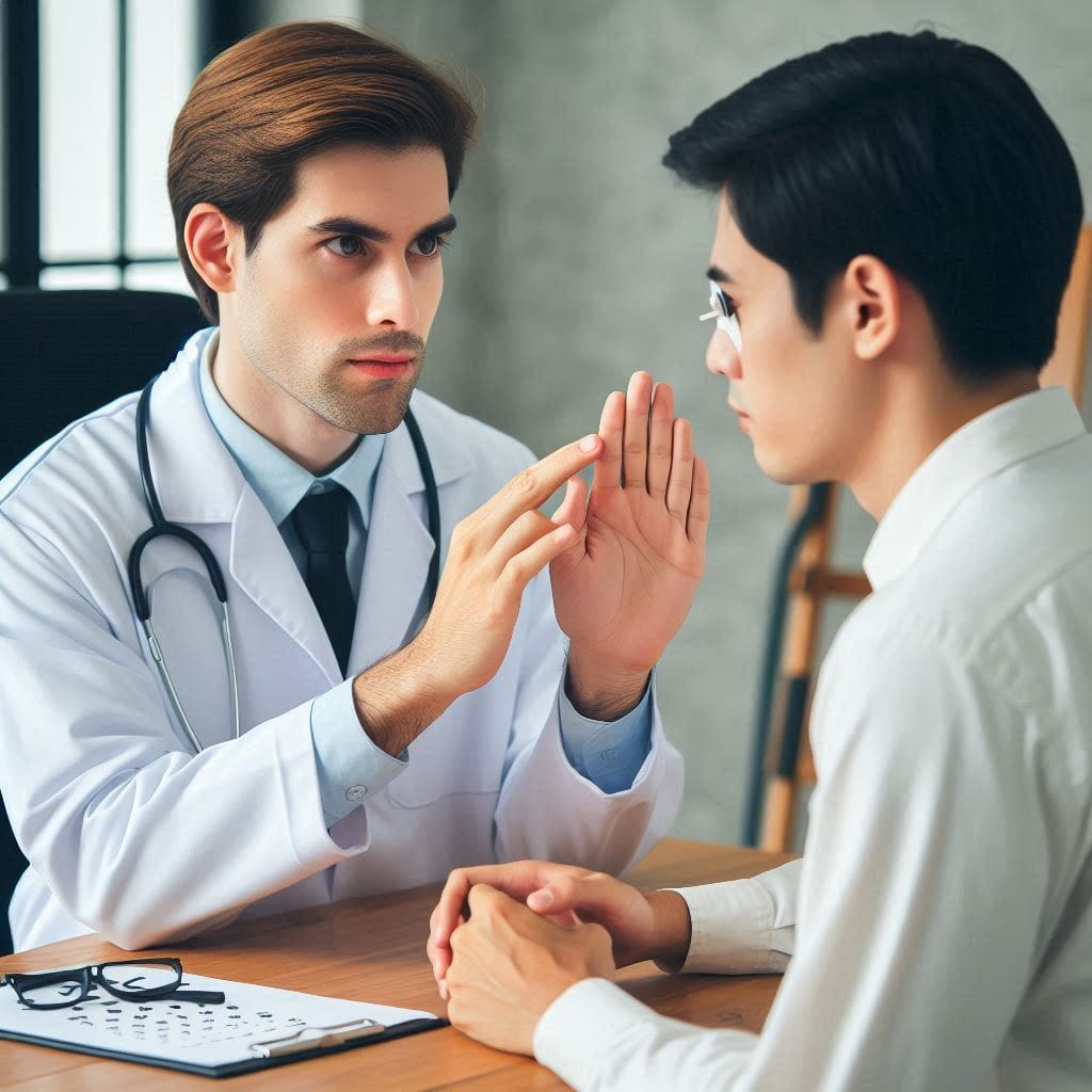 روش های تشخیص بیماری ام اس پزشک در حال معاینه فردی که مشکوک به ام اس است