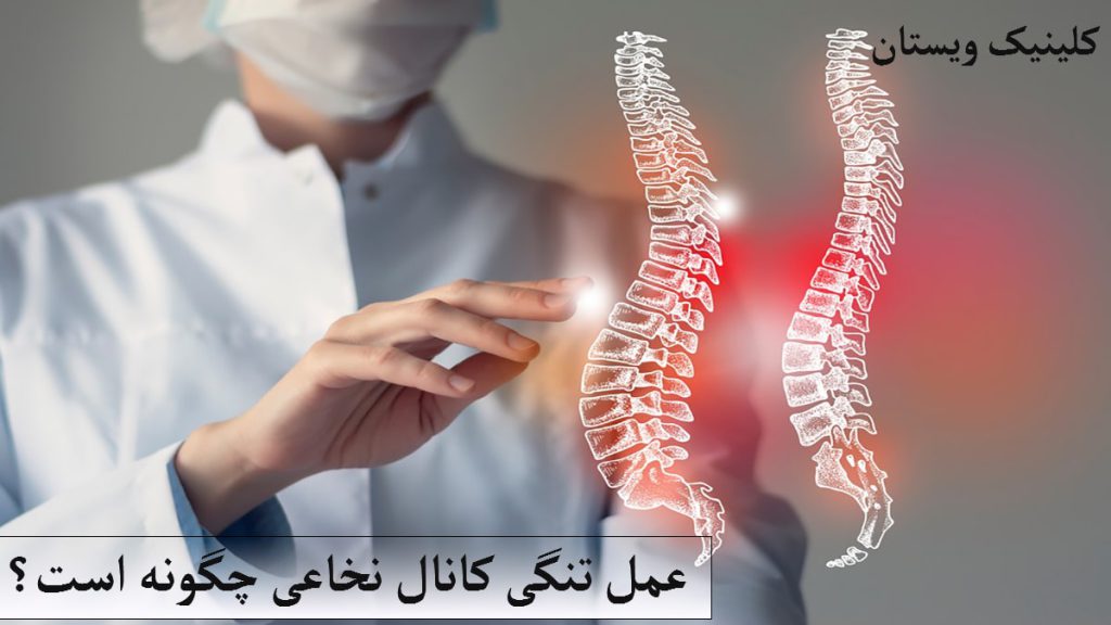 یک پزشک در کنار دو تصویر مجازی از ستون فقرات