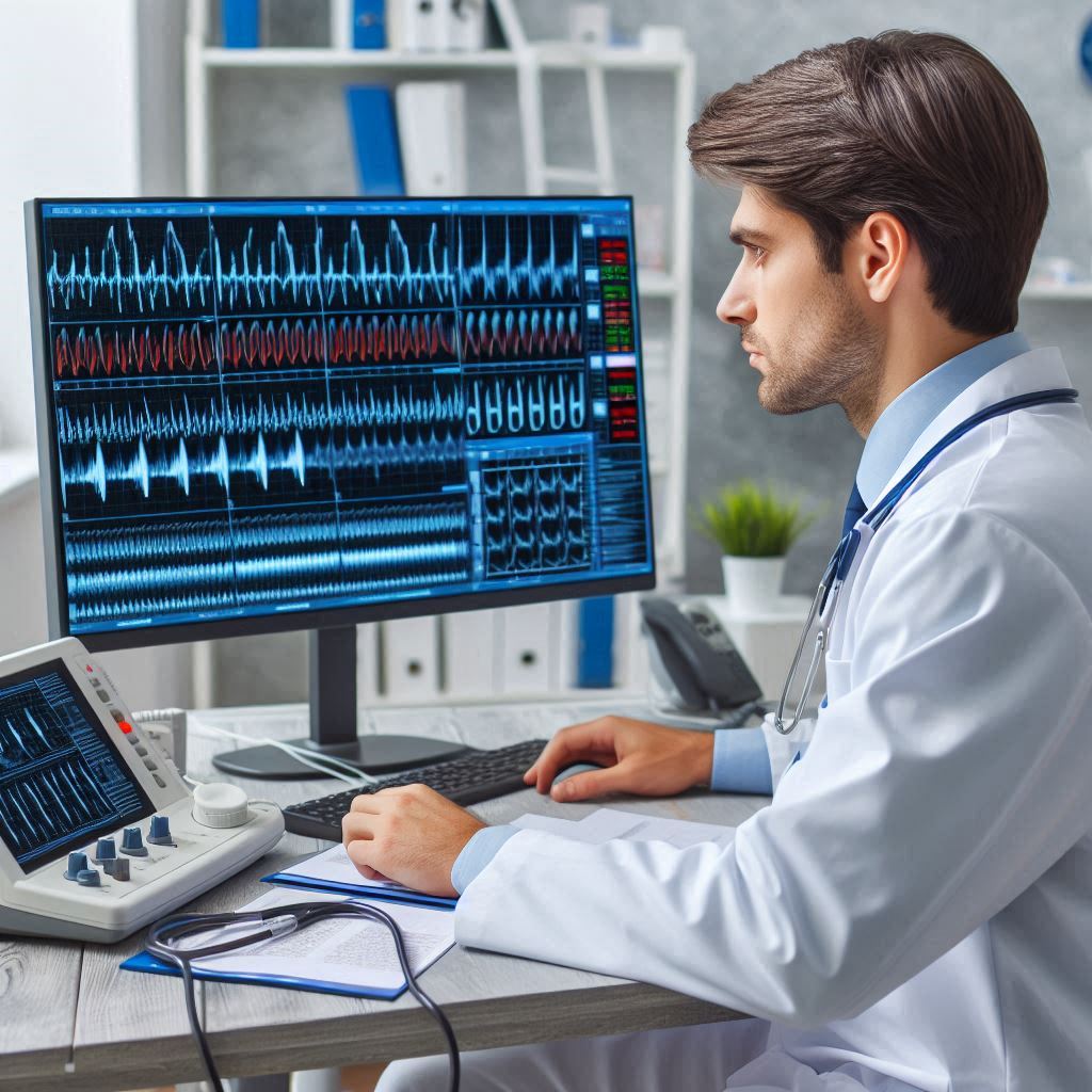 پزشک در حال بررسی نتایج تست VEP 