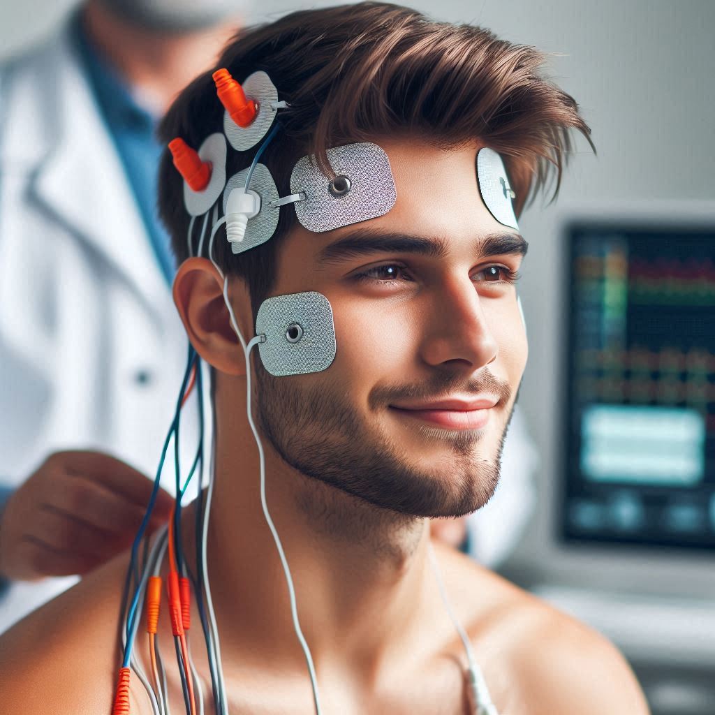 تصویر یک بیمار در حال انجام تست VEP 