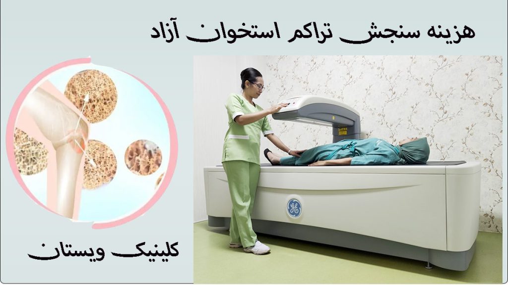 دو تصویر از تراکم استخوان و یک پزشک در حال سنجش تراکم استخوان بیمار