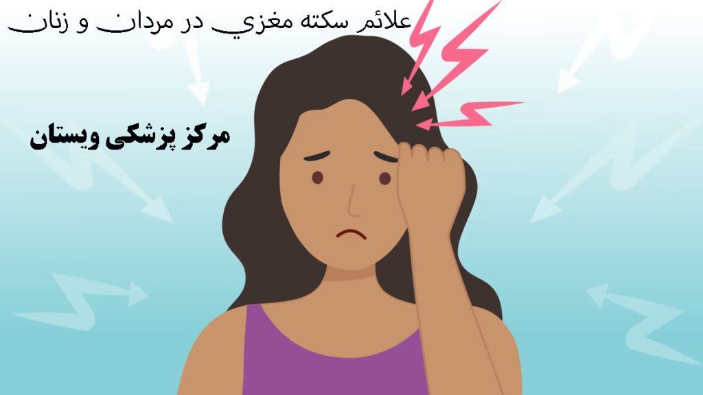 تصویر انیمیشنی از یک خانم با علامت سکته