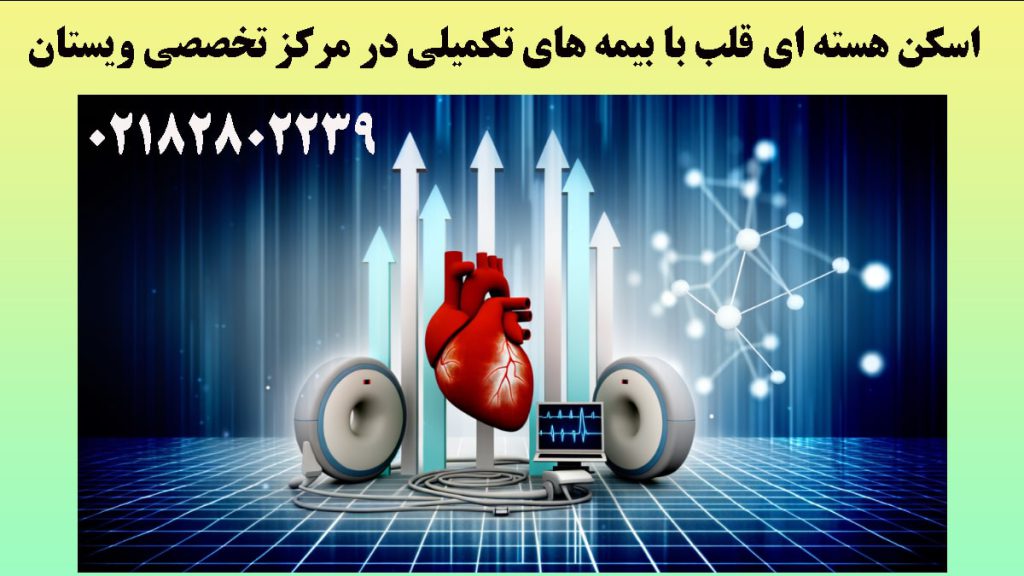 تصویر نمادین از اسکن قلب یک دستگاه پزشکی هسته ای و یک قلب