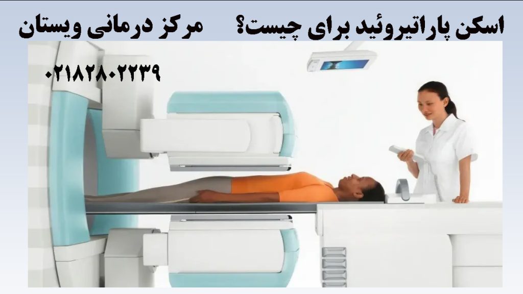 تصویرر انیمیشنی از پزشک در حال انجام اسکن پاراتیروئید